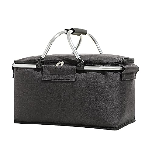 TYCIONG Cesta de Picnic Plegable de 30L, Bolsa Térmica Aislada con Asa para Acampar Al Aire Libre, Barbacoa, Viaje, Almuerzo, Almacenamiento de Alimentos (1)
