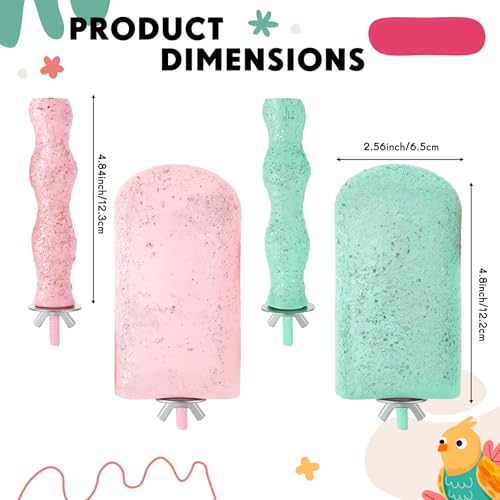 Image of Soulchen 4 Pcs Bird Beak Grinding Calcium Stone Perches Large 4.8 Inch Parrot Teeth Mouth Molar Cage Platform Paw Grinding Sticks Jumping Stand for Macaws Parakeets Finches Cockatiel(Green,Pink)