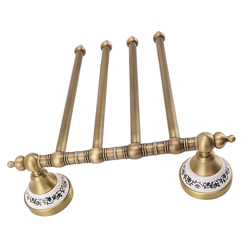 Barra de Toalha Giratória de Latão Antiga, Suporte de Cabide de Toalha Girado Durável para Banheiro, Instalação Fácil, Design de Estilo Vintage, Uso de Espaço Compacto para