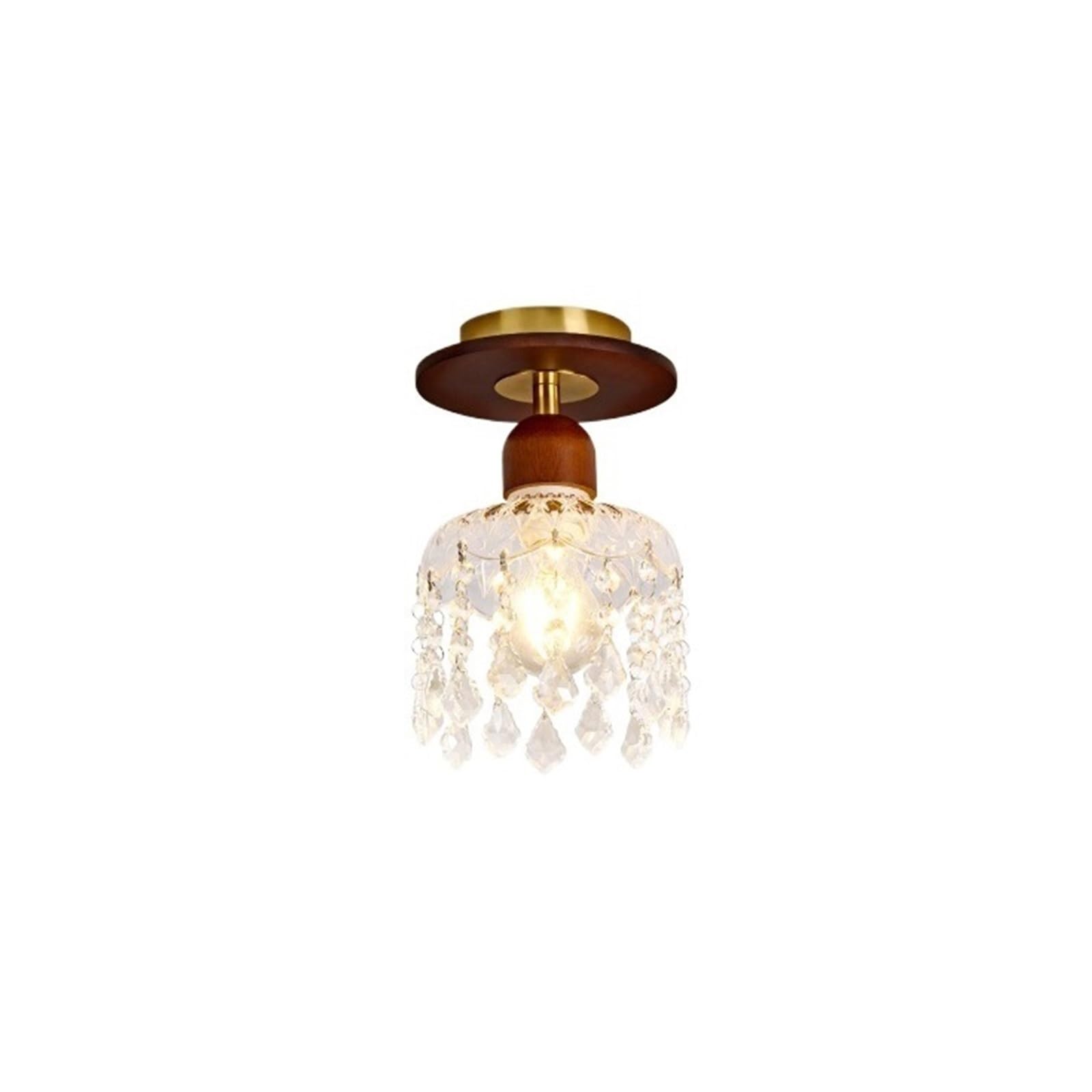 CYairong-22 Ceiling Lighting Middle-Aged Style Corridor Aisle Light Glass Oak Entrance Balcony Ceiling Ceiling Lamp