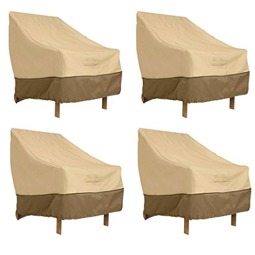 Classic Accessories Veranda Water-Resistant 25.5 Inch High Back Patio Chair Cover, 4-Pack, Outdoor Chair Covers