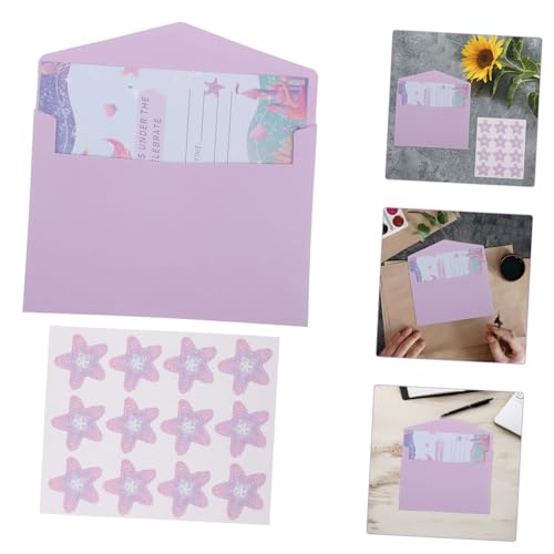 Tarjetas de invitación de sirena con sobres y pegatinas UKCOCO 7
