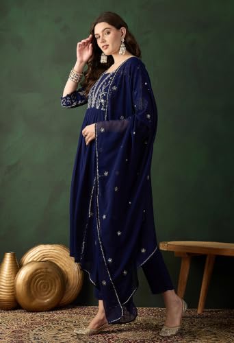 Image of SheWill Kurta Set for Women - Maroon Velvet Zari Sequence Cording Embroidered Kurta with Pant and Cutwork Organza Dupatta