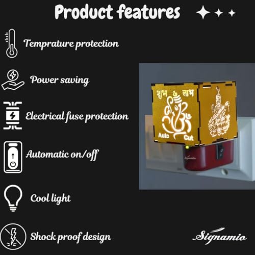 SIGNAMIO-Auto-Cut-Off-Wooden-Incense-Aroma-Kapoor-Dhoop-Camphor-dani-Oil-Diffuser-Burner-with-Night-Lamp-Electrical-kapuram-Machine-Stand-Holder-for-HomeOffice-3-in-1-GaneshLaxmiSaraswati SIGNAMIO® Auto Cut Off Wooden Incense Aroma Kapoor Dhoop Camphor dani Oil Diffuser Burner with Night Lamp Electrical kapuram Machine Stand Holder for Home/Office (3 in 1 - Ganesh+Laxmi+Saraswati)