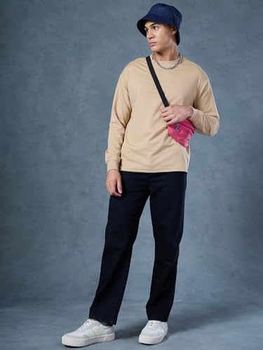 Image of Bewakoof Men's Solid Straight Fit Cotton Jeans