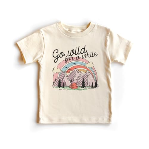 Go Wild For A While Toddler Shirt, Retro Summer Camping Kids Nature Clothing, Mountain Adventure Outfit, Boho Natural Toddler Youth Tee