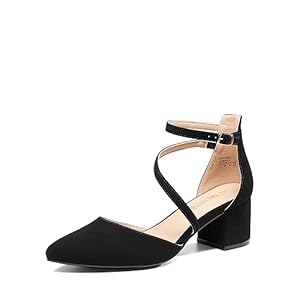 DREAM PAIRS Women’s Closed Pointed Toe Low Chunky Heels Pumps Ankle Strap Wedding Business Dressy Shoes