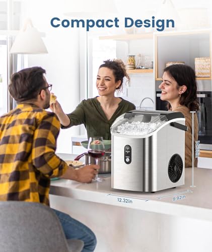 Image of Antarctic Star Nugget Ice Maker Countertop with Handle, Stainless Steel, 35Lbs /24Hrs,7 Mins Ice Making, Pellet Ice Maker with Ice Basket /Ice Scoop for Home /Bar /Party /Office