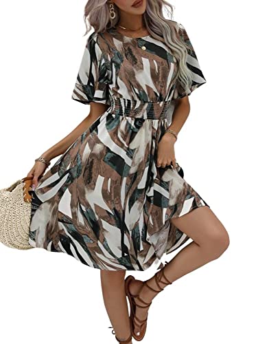 Image of DHRUVI Trendz Women's A-Line Mini Dress | Stylish One Piece for Women | Short Sleeve V-Neck Casual Dress | Trendy Summer, Vacation & Daily Outfit