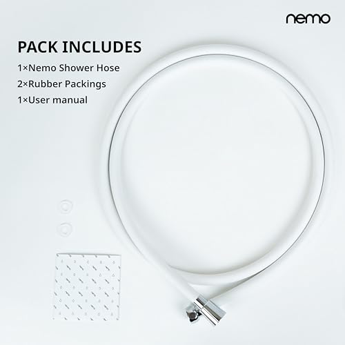 Image of NEMO Shower Hose | Made in South Korea | 2 Metre | Kink-Free | 360 Swivel | 5-layer antibacterial PVC for flexible, hygienic use, with a minimalist Korean white-metal design