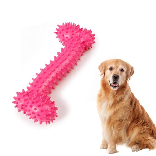 Image of Dog Chew Toy for Puppy, Cute Blue Small Dog Toy, Durable Chew Toy for Dogs and Pets - Durable & Non Toxic Spiky Rubber Bone for Dogs and Pets |Chew and Interactive Dog Toy (Pink)