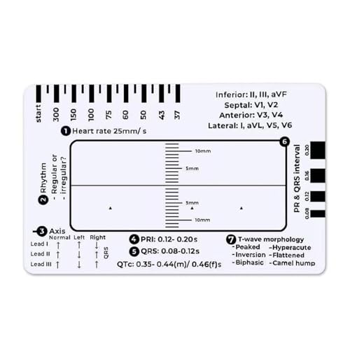 Professional Pocket Card 7 Step Ruler For Easy Electrocardiogram Assessment Reference Guide Efficient Heart Data Reading
