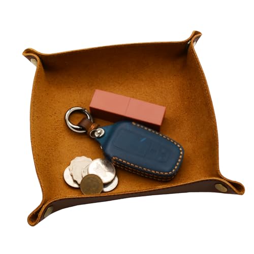 aolaso - Bandeja de Cuero de Vaca Genuina, Bandeja de Monedas de Cuero, Bandeja de joyería para Llaves, teléfono, Relojes, Caramelos, Cuero