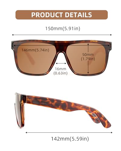 Image of GLINDAR Oversized Square Polarized Sunglasses for Men Women, One Piece Shield Shades UV400 Protection