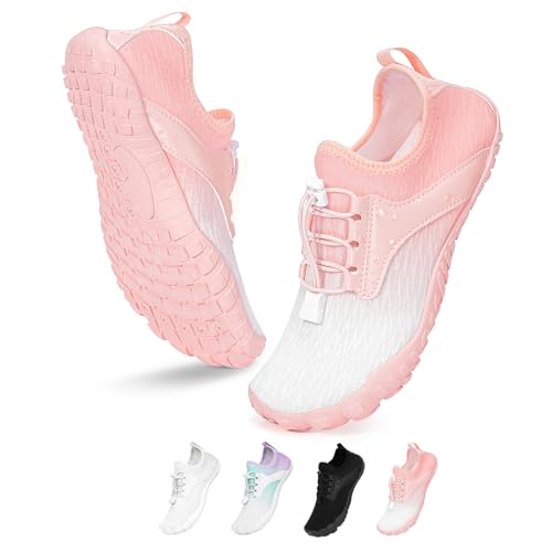 BibHoly Zapatos descalzos para mujer y hombre, zapatos de agua de secado rápido, transpirables, antideslizantes, zapatos de surf, unisex, para playa, senderismo, A04 rosa., 37 EU