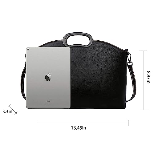 Heshe Genuine Leather Handbags For Women Shoulder Purse Bag With Metal Top-Handle Handbag Designer Crossbody Purse Bag (Black) #TOP3