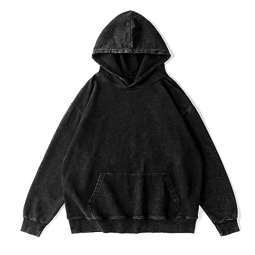 Bobeutou Oversized Hoodie Men Vintage Cotton Casual Hooded Sweatshirt Trendy Baggy Basic Hoodies Retro Pullover Streetwear2