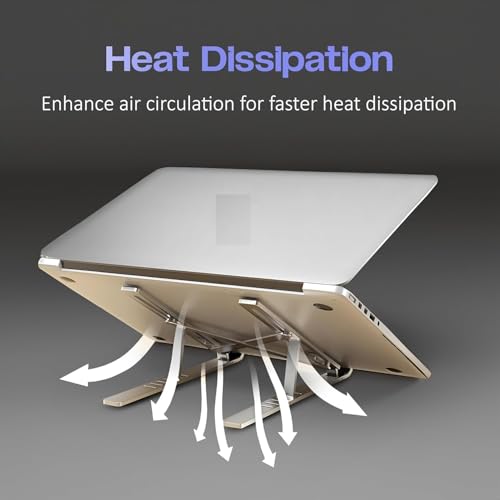 Image of Aluminum Foldable Portable Tabletop Laptop /Desktop with Adjustable Heights Anti-Slip Silicone Pads, Collapsible Design Compatible with All Types of Laptop Multi Color