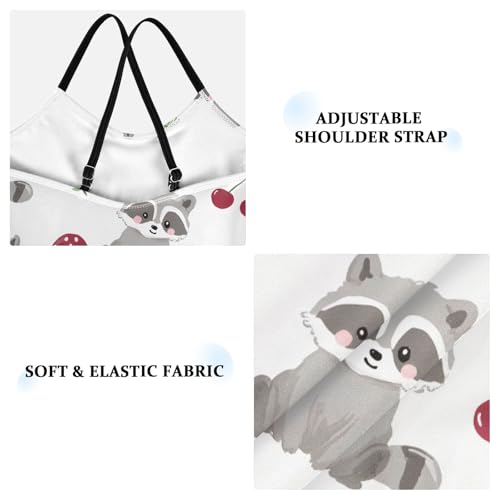 Girls Swimsuit Raccoons Cherries Mushrooms Pattern One Piece Swimwear3