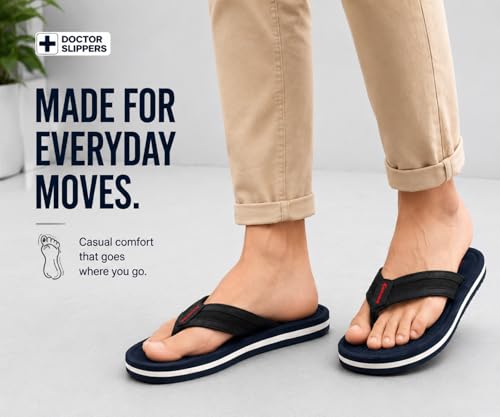 Image of Kraasa DailyStep Men's Diabetic Footwear | Doctor Inspired | Wide Toe Box | Orthopedic Flip Flop | Pressure-Relief Cushion | Anti-Skid Waterproof EVA Slipper for Men