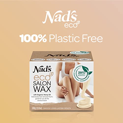 Nad's Eco Salon Wax, Professional Salon Quality Microwaveable Hard Stripless Wax, Plastic Free Vegan Wax, Includes 300G Eco Wax & 1 Wooden Spatula #TOP1