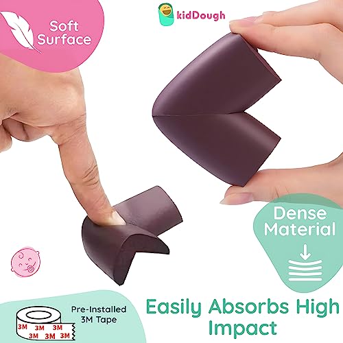 Image of KidDough Baby Proofing Corner Guards, Corner Protector for Sharp Edges, Table Corner Protector for Baby Safety (L Shape Brown)
