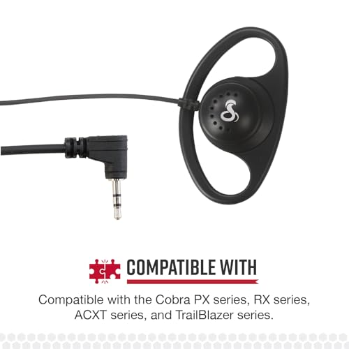 Image of Cobra 2.5mm D-Style Headset for Two-Way Radios - Over-The-Ear Headset for Hands-Free Communication with Push-to-Talk Button