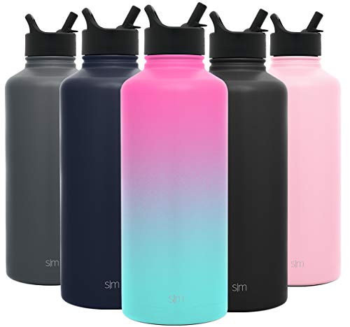 Simple Modern Insulated Water Bottle with Straw Lid Large Jug Reusable Wide Mouth Stainless Steel Flask Thermos 84oz 25L Ombre Sorbet