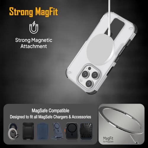 Image of ZAP CASE Matte Kickstand Case for iPhone 16 Pro | Magsafe Compatible | Premium Polycarbonate Back + Flexible TPU Bumper | Foldable Stand | Military-Grade Drop Protection | Anti-Fingerprint | White