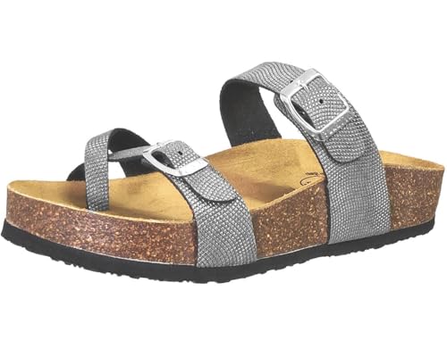 Femme Mule-Passe-Doigt Plakton pour flâner en terrasse cet été en gris métallisé
