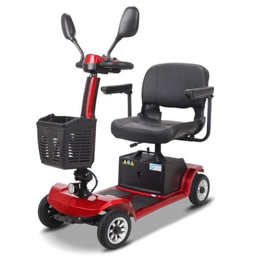 LIEOWYD Mobility Scooters, Mobility Scooter for Adults, Removable Lightweight Battery, 4 Wheel Electric Wheelchair Device with LED Light, for All Terrain, Removable Lightweight Battery