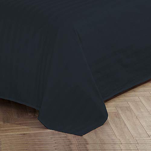 Image of (1 Flat Sheet Only,Navy Blue Stripe , Olympic Queen) 100% Egyptian Cotton Luxurious 600 Thread Count
