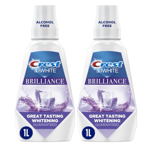 Image of Crest Mouthwash /Mouth Rinse, 3D White Brilliance Whitening, Alcohol Free, Clean Mint, 2x1L (33.8 fl oz)