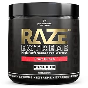 Protein Works | Raze Extreme Pre Workout Powder | Creatine, Caffeine & Beta Alanine |Energy Drink | Fruit Punch | 30 servings