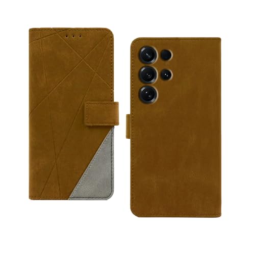 Image of amazon basics Samsung Galaxy S26 Ultra 5G Flip Cover | Card Pockets Wallet & Stand | Flip Cover for Samsung Galaxy S26 Ultra 5G (Brown with Grey)