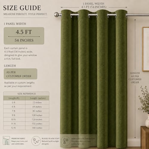 Image of Velvet Curtains | Heavy Soft Premium Velvet Drapes for Bedroom and Living Room | Semi Light Blocking, Thermal Insulated and Noise Reducing Door Panels | 7 Feet, Set of 2 (Green)