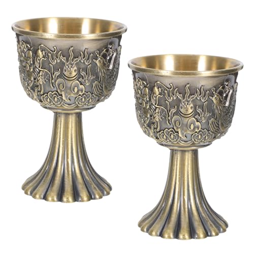 ULTECHNOVO 2 Pcs Chalice Goblet: 30ml Communion Cup For Wine And Coffee - Zinc Alloy Wine Goblet Handmade Chalice Wedding Drinking Glass