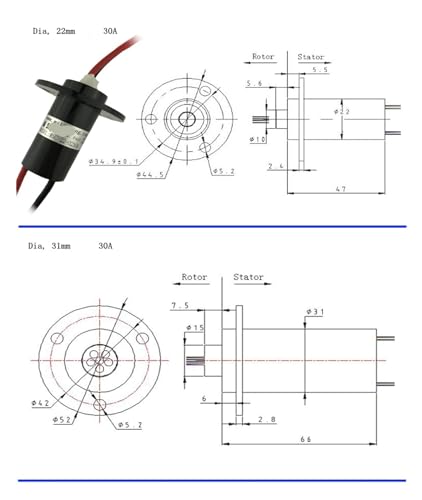 Bague collectrice éolienne 4 voies 5A avec transfert électrique stable