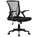 Yaheetech Ergonomic Mesh Office Chair, Swivel Computer Desk Chair with Flip-up Armrests and Lumbar Support, Reclining for Home Office, Study Room Bedroom, Black