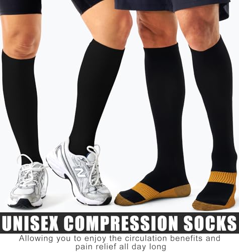 Image of Copper Compression Socks Women & Men Circulation(6 pairs) - Best for Running, Nursing, Hiking, Recovery & Flight Socks