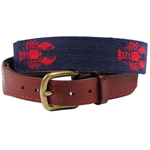 Lobster Needlepoint Belt in Dark Navy by Smathers & Branson
