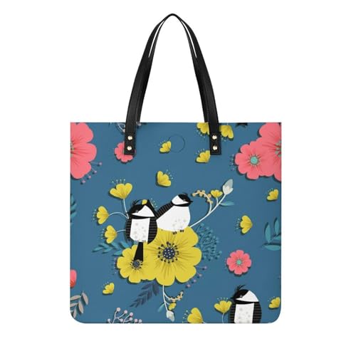 Sac shopper oiseau nordique imprimé graphique et grand format