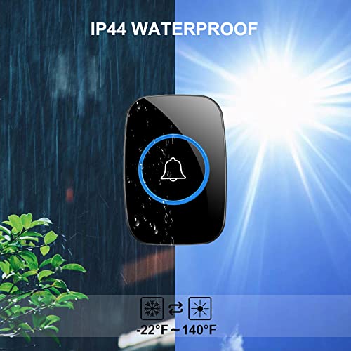 Wireless Doorbell, Fullhouse Waterproof Door Bell Kit, Distinguish Front And Rear Doors, Over 1000 Feet Range And 60 Chime, 5 Levels Volume And Led Flash, For Home Office Classroom #TOP2