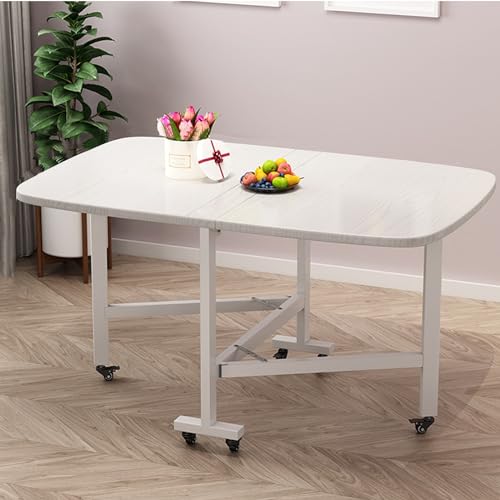 Tavolo da pranzo pieghevole con ruote, scrivania salvaspazio multifunzione, mobili da cucina e sala da pranzo, allungabile, design compatto per piccoli spazi