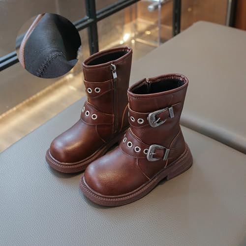 Girls Ankle Boots Side Zipper Combat Boots Non Slip Hiking Boots Casual Cowgirl Boots for Toddler Little Kid Big Kid2
