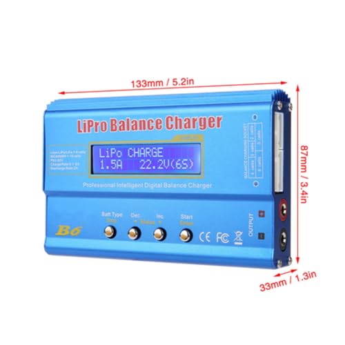 Cargador de Equilibrio RC B6 80W Descargador LCD Digital para Cargador de batería LLiPo NiMH RC(Sin Enchufe)