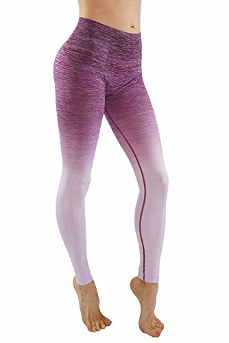 SASSY APPAREL Women's Full Length High Waist Yoga Gym Active Leggings Pants (XXLarge, Berry/Lavender)