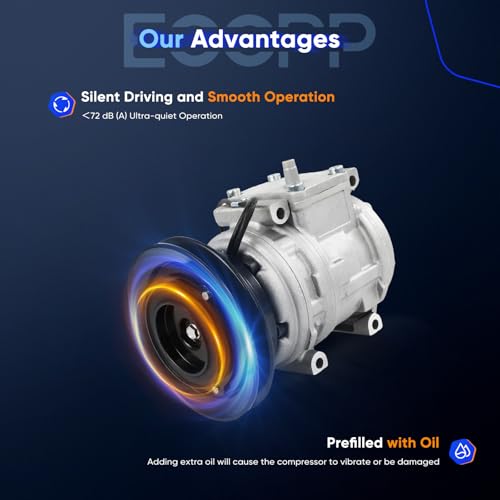 Image of ECCPP AC Compressor 1989-1993 for Mitsubishi Montero 3.0L | 1988-1994 for Toyota for Pickup T100 3.0L Fast Cooling AC Compressor with Clutch Low Vibration Fuel Efficient