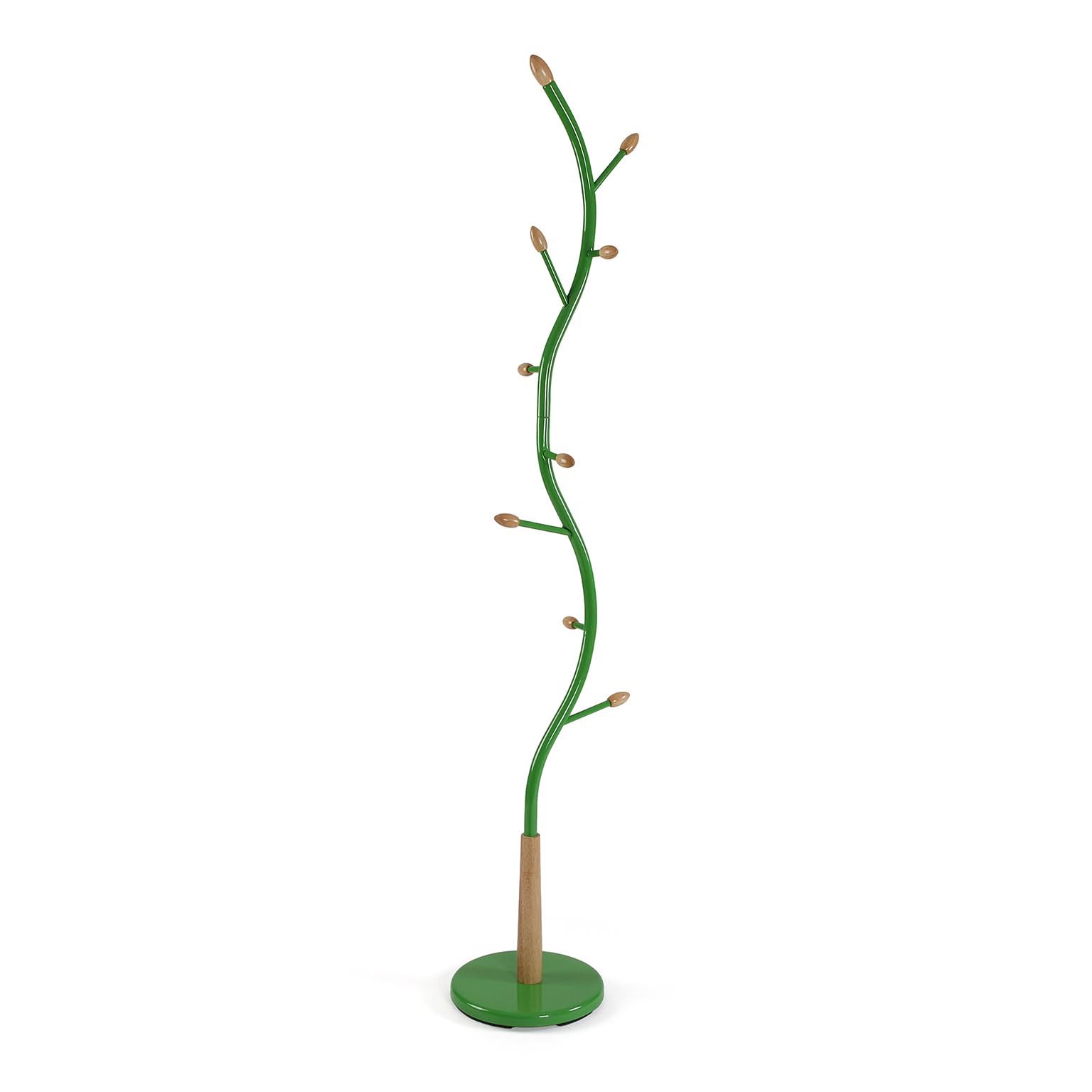 VERSA Swindon Appendiabiti da Terra in Stile Minimalista, con 9 Ganci o Appendiabiti per Abiti o Borse per Il Corridoio, Misure (H x L x L) 180 x 30 x 30 cm, Metallo, Verde