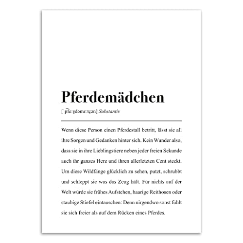DIN A4 Poster: Pferdemädchen Definition - Pferde Geschenk für Frauen